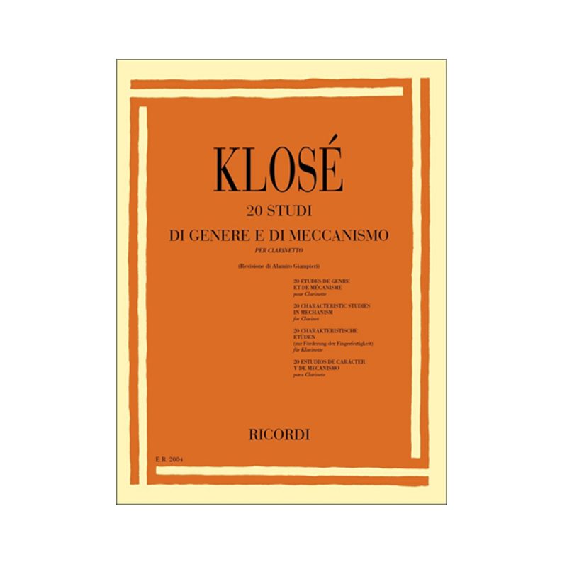 KLOSÉ – 20 STUDI DI GENERE E DI MECCANISMO PER CLARINETTO